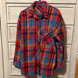 SHEIN Colorful Plaid Button-Down Shirt